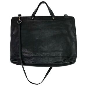 Jack Spade Black Leather Messenger Briefcase Bag Handle Cross Body 18 x 13 x 5